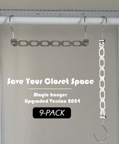 Metal Space Saving Hangers for Clothes, Collapsible Hanger Organizer, 9Pack | Heavy Duty Stack Hangers, College Dorm Hangers, Closet Organization - Image 2