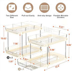 Delamu 2-Tier Multi-Purpose Bathroom Under Sink Organizers and Storage, Stackable Kitchen Pantry Organization, Pull Out Medicine Cabinet Organizer with Movable Dividers, Beige, 4 Pack - Image 2