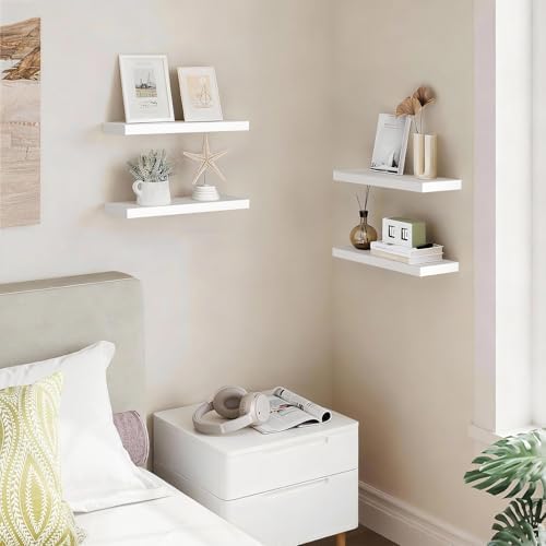 BAYKA White Floating Shelves 15.7in, Set of 3, Wall Mounted for Wall Decor - Image 2