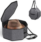 SLEEPING LAMB Hat Box for Travel and Storage, Collapsible Cap Case for Mens Fedora Organizer, Hat Storage Box for Men and Women for Closet, Cap Carrier with Handles, Grey by SLEEPINGLAMB