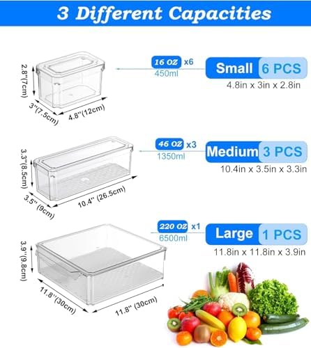 KUMD 10 Pack Food Storage Organizer Bins, Clear Stackable Containers - Image 3