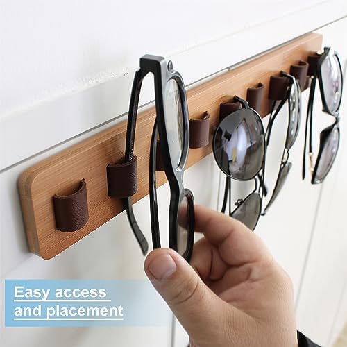 Sunglasses Organizer Wall Mounted Wood Sunglass Holder for Home Glasses Holder/Sunglasses Rack,Home Decor (Wood color-1pcs-long) - Image 3