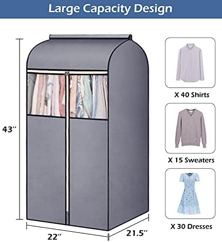 SLEEPING LAMB 43'' Garment Bags for Closet Storage with Zippers Completely Closed Wardrobe for Hanging Clothes Suits Coats Cover, 2 Packs, Grey(Hanging Rod Not Included) - Image 5
