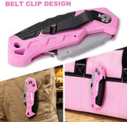 TOPLINE Folding Pink Utility Knife, Pocket Folding Pink Box Cutter - Image 5