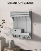 Rebee Vision Key Holder Wall Mount with Drawer & Shelf for Entryway, Gray - Image 6