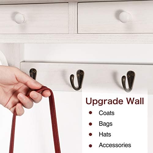 Emfogo Coat Hooks Wall Mounted, Rustic Wood Coat Rack Wall Mount Shelf with Hooks, Farmhouse Wall Coat Rack with Shelf & Coat Hook for Entryway, Mudroom, Bedroom, Kitchen, Bathroom (White) - Image 5