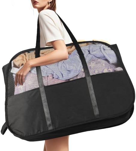 Collapsible Laundry Baskets with Easy Carry Handles, 95L Clothes Hamper for Storage, Foldable Laundry Basket Tear-proof, Large Pop Up Hampers for Laundry, Bedroom, Bathroom, Dorm Black by Bemkoo