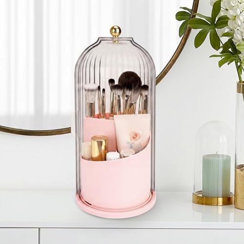 QIYVLOS Toothbrush Holders with Sliding Lid, Rotating 3 Slots Bathroom Organizer Countertop, Tooth Brush Toothpaste Holder Bathroom Counter Stand Sink Organizer Caddy for Makeup Brushes Holder (Pink) - Image 7