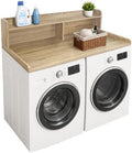 Royxen Laundry Countertop with 2-Tier Shelf Universal Fit, Washer and Dryer Countertop with Storage Space, Shelf Height 11.5 Inches, Solid Wood Core, White Oak by Royxen