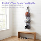 2 Pack Hanging Ball Storage Organizer, 4-Tier Mesh Holder for Basketballs - Image 3