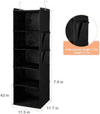 BOOMIBOO Hanging Closet Organize and Shelves,5-Hanging Shelf（2 Pack,Black） | with 2 Side Pockets，Storage Foldable - Image 3