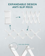 OROPY Accordion Wall Hanger with 14 Pegs, Expandable Wooden Coat & Hat Rack - Image 4