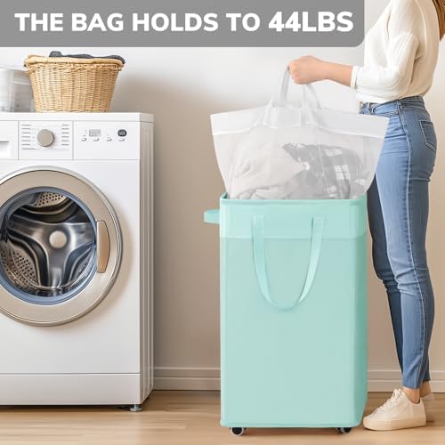 Goodpick 2-Pack Rolling Laundry Basket with Removable Wash Bag, 75L - Image 4