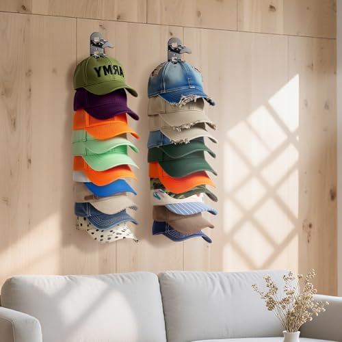 4 Pack Hat Organizer Hat Hook for Wall,Hold up to 40 Hats,Hat Holder with Strong Adhesive and Screws,Cap Holder Hat Hangers for Wall Closet Door and Bedroom(B-Black,4pcs) - Image 6