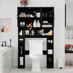 Vabches Over The Toilet Storage Cabinet with 3 Barn Doors.Black - Image 4