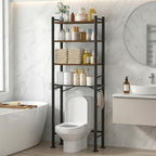 GloTika 4-Tier Over Toilet Storage, Anti-Tilt, 69.3" H, Brown by QualityHomewareTimlessComfort