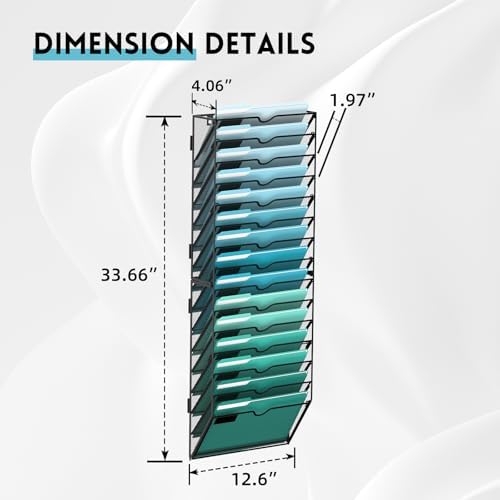 15-Tier Wall File Organizer, Hanging File Holder, Wall Mounted Mail Sorter - Image 2