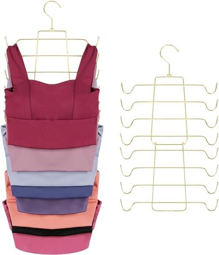 ZEDODIER 3 Pack Tank Top Hanger, Bra Organizer for Closet, Space Saving | 48 Hooks Total, Sturdy Metal, 360° Rotating, Foldable Design, Hanging Closet Organizers and Storage for Apartments and Dorms by ZEDODIER
