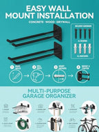 HJW 4 Pack Metal Wall Mount Garage Double Storage Hooks - Image 7