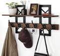 33.86" Wall Mounted Coat Rack with Shelf, Heavy Duty Entryway Wall Organizer with 6 Dual Hooks and Key Holder, Rustic Wood Coat Hanger for Coats, Bags, Hats, Hallway, Mudroom, Bathroom (Brown) by VOMICEAK