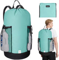 BALEINE 120L Laundry Bag Backpack, 900D Oxford Fabric Large Travel Laundry Bags with Shoulder Straps and 2 Mesh Pockets for College Dorm, Apartment, Laundromat (Sky Blue, 120L) by BALEINE
