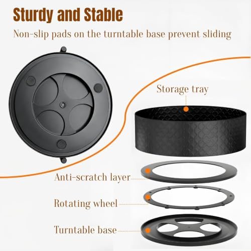 JEESA Rotating Spice Rack with Paper Towel Holder, Black - Image 4