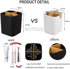 Bamboo Toothbrush Holder for Bathrooms Toothpaste Organizer - Black - Image 2