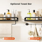 Amada Bathroom Shelves with Towel Bar, Set of 2, Black - Image 5