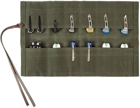 Knife Display Bag with 12 Slots Pocket Knives,Folding Knife Holder Organizer,Tactical Outdoor for EDC Mini Knife Bags,Knives Roll Collection Protector Bag by Unknown