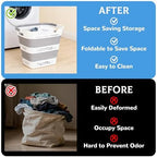 2 Pcs Collapsible Laundry Baskets for Clothes, 43L Plastic Laundry Hamper for Dorm Bedroom, Space Saving Pop-Up Laundry Hamper Container, Durable Foldable Laundry Basket with Handles (Grey-White) - Image 6