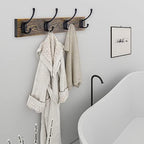 IBosins Wall Mounted Coat Rack, 2 Pack Vintage Wood with 8 Black Hooks - Image 7