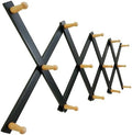 SKOLOO Hat Rack for Wall with 14 Hooks, Solid Wooden, Modern, Expandable Coat Rack Wall Mount for Coats, Hats, Bags, Baseball Caps, Natural on Black by SKOLOO
