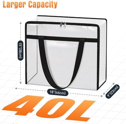 8 Packs 40L Clear Under Bed Storage Containers, Large Clothes Storage Bags - Image 2