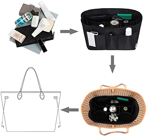 ZTUJO Purse Organizer Insert, Felt Bag Organizer For Handbag Purse Organizer,13 Colors, 6 Size (Medium, Silky Black) - Image 5
