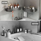 Voldra Shower Caddy Suction Cup, 3 Pack Shower Shelves for Inside Shower No Drilling, Aluminum Suction Showers Organizer with Towel Bar & Hooks Removable Bathroom Shelf Storage Rack(Gray) - Image 6