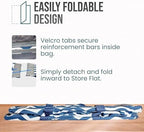 Extra Large Utility Tote Bag, Oversized Collapsible Reusable Wire Frame Rectangular Canvas Basket With Two Exterior Pockets For Beach, Pool, Laundry, Car Trunk, Storage - Chevron Navy - Image 6