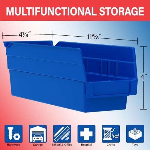 Akro-Mils 30120 Heavy Duty Plastic Shelf Bins, 12"x 4"x 4", Clear, 24-Pack - Image 2