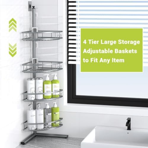 Standing Corner Shower Caddy - Rustproof Bathroom Shower Stand Shelf - Image 3