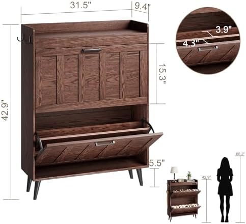 ChooChoo Shoe Storage Cabinet with 2 Flip Drawers - Image 2