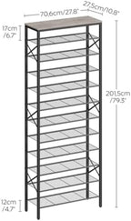 YATINEY 12 Tier Shoe Rack, Large Capacity Shoe Storage Organizer Holds 48 Pairs, Sturdy and Stable, for Entryway, Hallway, Closet, Dorm Room, Greige and Black SS12BG - Image 3