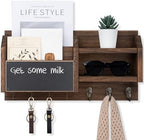 Lwenki Mail and Key Holder – Wall Mount Key Hanger with Shelf and 7 Metal Hooks – Decorative Natural Paulownia Wood Entryway Organizer with Mounting Hardware (16.5”W x 8.7”H x 3.5”D) (Brown) - Image 7