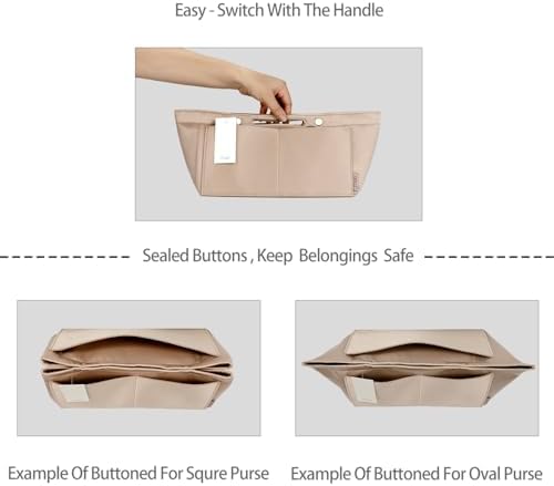 ZTUJO Purse Organizer Insert For Handbag & Tote Shaper,Tote Bag Organizer Insert For Speedy Neverful, 6 Sizes(Slender Medium,Silky Beige) - Image 2