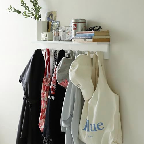 Entrance Coat Rack ，Coat Hooks, Wall-Mounted Wooden Hook Rack, Wall-Mounted Shelves are Very Suitable (White Color Finish—A-2) by CreatedOn2005