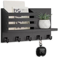 Key Holder Wall Mount, Mail Organizer for Wall with 5 Square Key Hooks by Lucundm