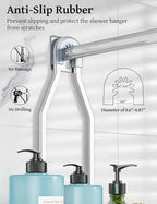 YASONIC Never Rust Shower Caddy Hanging, Aluminum Shower Racks for Inside Shower, 3-Tier Shower Organizer Hanging Over Shower Head with Hooks and Soap Holder, Silver - Image 4