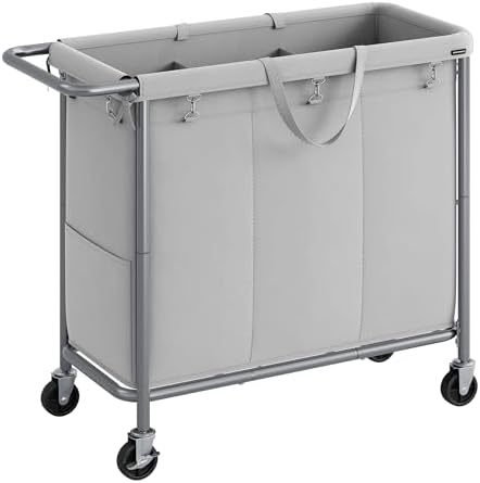 SONGMICS Laundry Basket with Wheels, 3-Section, 52.7 Gallons (199.5 L) by Unknown
