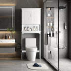 Topeakmart Over the Toilet Rack with Adjustable Shelf and 2 Doors, White - Image 2
