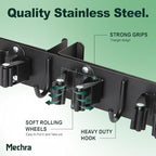 Over The Door Broom and Mop Holder, Heavy Duty Stainless Steel Organizer with 4 Slots and 3 Hooks, No Drilling Space Saving Tool Hanger for Kitchen, Laundry Room, Closet, and Garage - Black - Image 4