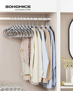 SONGMICS Pack of 100 Coat Hangers, Space-Saving Plastic Clothes Hangers | Non-Slip, 0.2 Inches Slim, 16.5 Inches Wide, 360° Swivel Silver Hook, Light Gray and Dark Gray, UCRP020G010 - Image 2