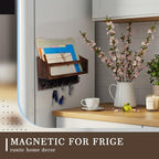 Colingmill Magnetic Mail and Key Holder with 5 Hooks for Wall, Brown - Image 4